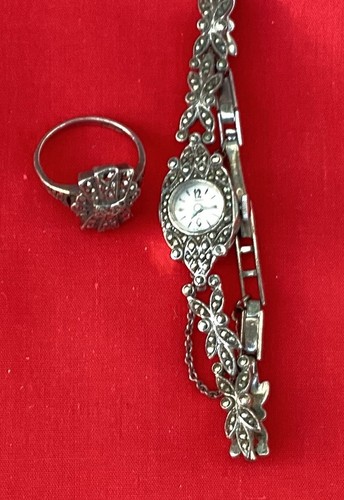 Vintage silver marcasite - a,