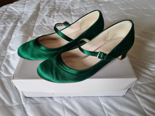 Jade green satin girl - jade, shoes