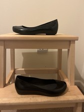 Melissa Women's Ballet Flats Peep Toe Black Rubber Vegan Shoes Size 5