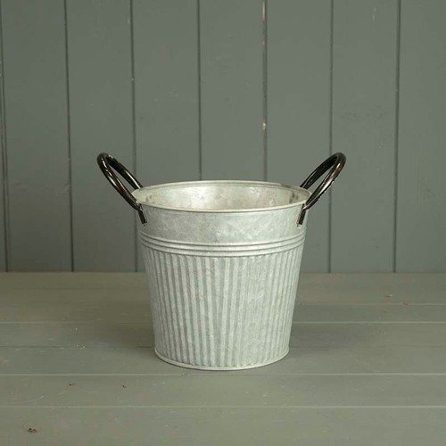 Round metal ribbed bucket zinc - ribbed,