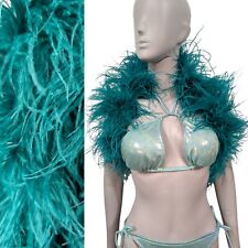 Vtg 70s Teal Ostrich Feather