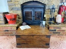 Old Antique Pine Chest, Vintage Wooden Storage Trunk, Blanket Box, Coffee Table.