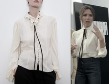 ZARA BLOUSE FRILL COLLAR BLACK