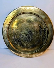 Brass Round Tray With Floral