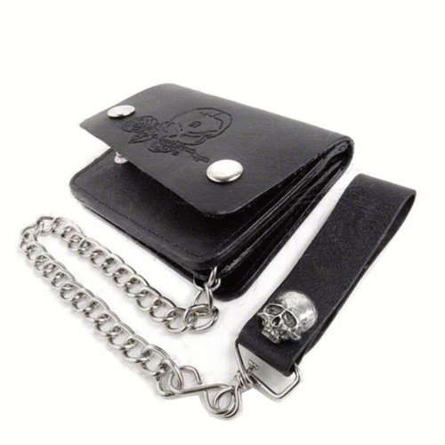 Leather biker wallet with belt - biker,