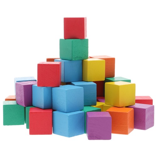 50pcs colorful cubes wooden - colorful,