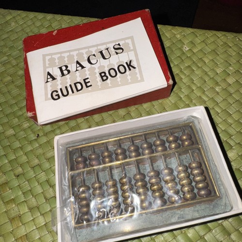 Abacus wood brass box - brass, in