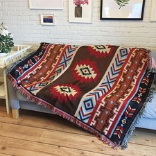 Sofa Aztec Navajo Throw Rug Mat Cotton Couch Cushion Cover Blanket Geometry UK