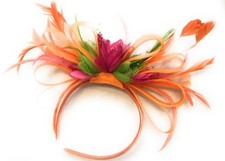 BESPOKE Orange, Fuchsia Pink, Lime Green Fascinator Headband Wedding Ascot Races