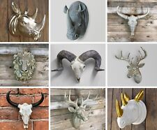 Animal Head Wall Mount Hanging Ornament Sculptures Skull Ram Lion Rhino Stag NEW