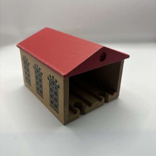 Wooden train track engine - wooden, shed