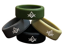 Masonic Rings Silicone Service Edition (4pk with Backfilled Square and Compass)