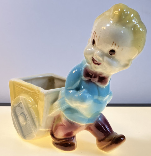 Vintage glazed ceramic boy - ceramic,