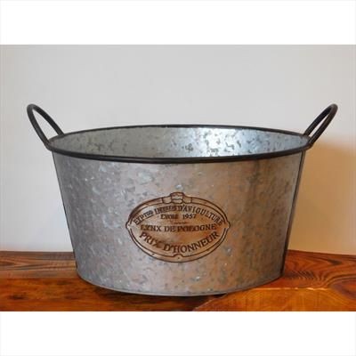 Zinc metal bowl bucket 38cm - metal,