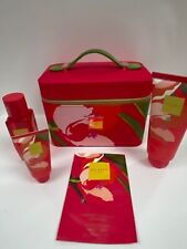 TED BAKER Vanity Case & Toiletries Solid Makeup Zip Bag Bold Red Floral 5 Items