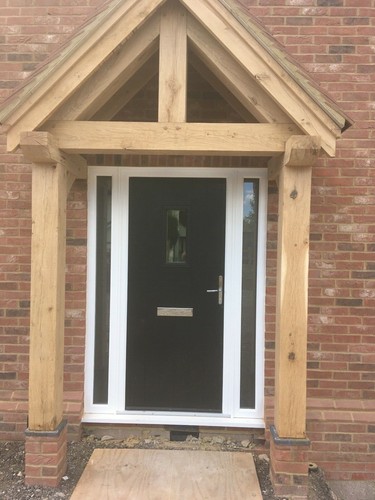 Hand crafted oak porch canopy - hand,