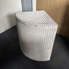 Vintage Lloyd Loom Lusty Corner Wicker Hamper Basket Made 26 Jan 1956