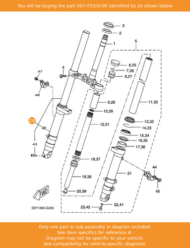 Yamaha front fork assy - fork,