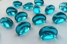 100 X AQUA Glass Pebbles