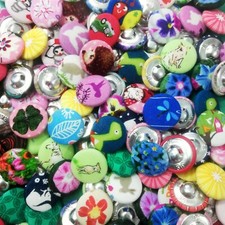 23mm Fabric Button Sets & Random Mixed, Cloth Covered Aluminium, Animal, Floral