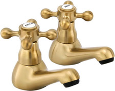 Victorian Gold Basin Taps Pair