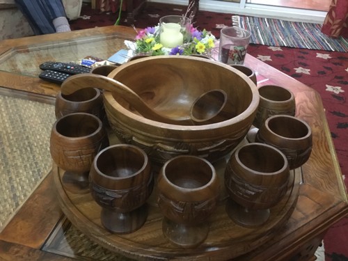 Vintage tiki style wood hand - style,