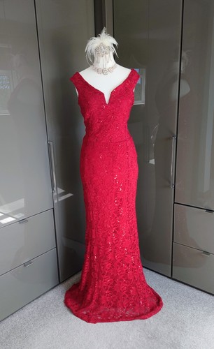 Quiz red sequin dress lace - 18,