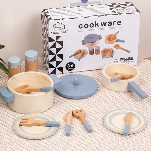 Wooden kids play kitchen - wooden, set