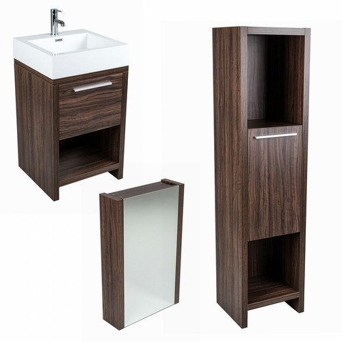 Walnut bathroom vanity unit - bathroom,