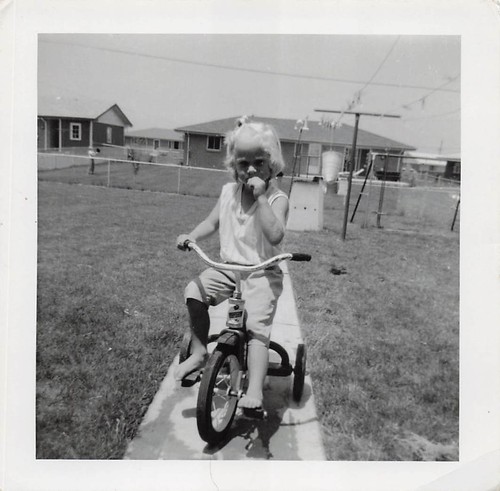 Blonde child riding - child,