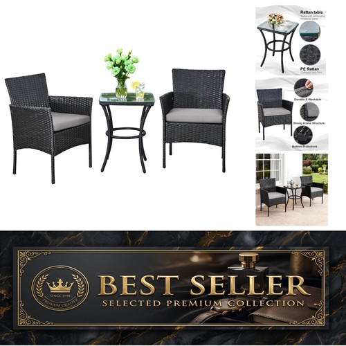 Piece black rattan bistro - black,