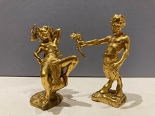 Rare Franz Bergman Austrian Gilt Bronze Erotic Satyr and Nymph Figures Ca.1900