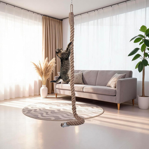Cat climbing rope wall - climbing,