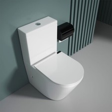 Bathroom WC Toilet Pan + Cistern Close Coupled Ceramic Rimless Soft Close Seat