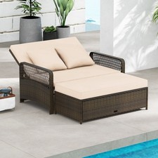 Patio Rattan Daybed 2-Piece