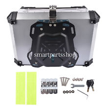 65L Motorcycle Rear Top Box Luggage Silver Aluminium Alloy Tail Carrier Tool Box