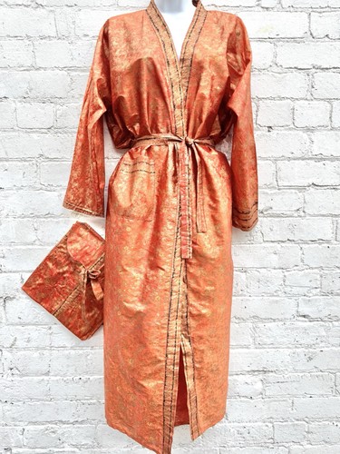 Vintage indian silk robe gold - robe,