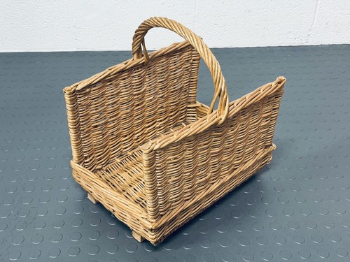 Vintage cane log basket hand - log,