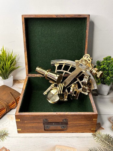 Brass nautical sextant - sextant, 9"
