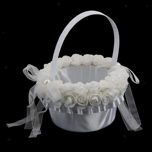 White satin flower girl - white,