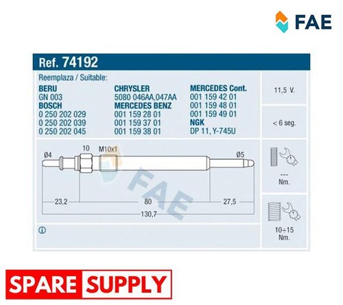Glow plug for - glow, pt