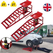 2Pcs 4 Ton Hydraulic Vehicle Car Ramp Jack Lift Garage Workshop Bottle Jack Ramp