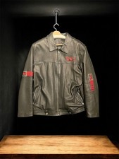 Vintage Diesel Black Lamb Leather Jacket With Red Embroidery