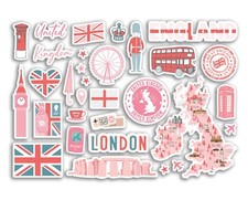 A5 Sticker Sheet Pink England Vinyl Stickers - London UK Holiday Travel #80280