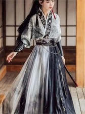 Chinese Traditional Hanfu Cosplay Costume Dresses Women Black Cool Gothic Dress