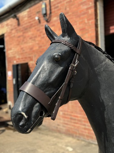 Leather plaited hunter bridle - plaited,