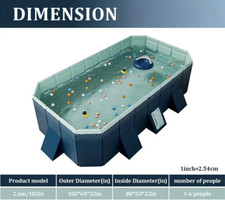 Swimming Pool Foldable 2.6M Large Bathtub Rectangular Above Ground Kiddie Adult