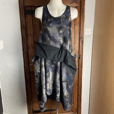 Ivan Grundahl Blue Linen Blend Sleeveless Lagenlook Tartan Oversized Dress 36