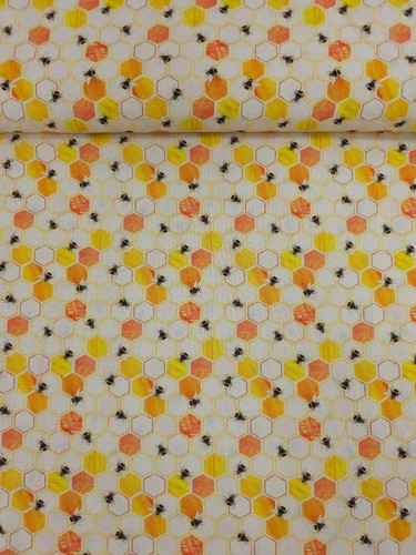 Honeycomb bees 100 cotton - honeycomb,
