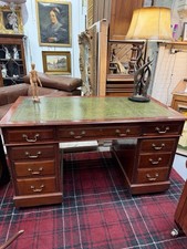 twin pedestal leather desk